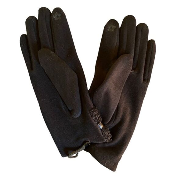 LIB Design NY Black Microsuede Smart Touch Gloves OSFM - Picture 2 of 9